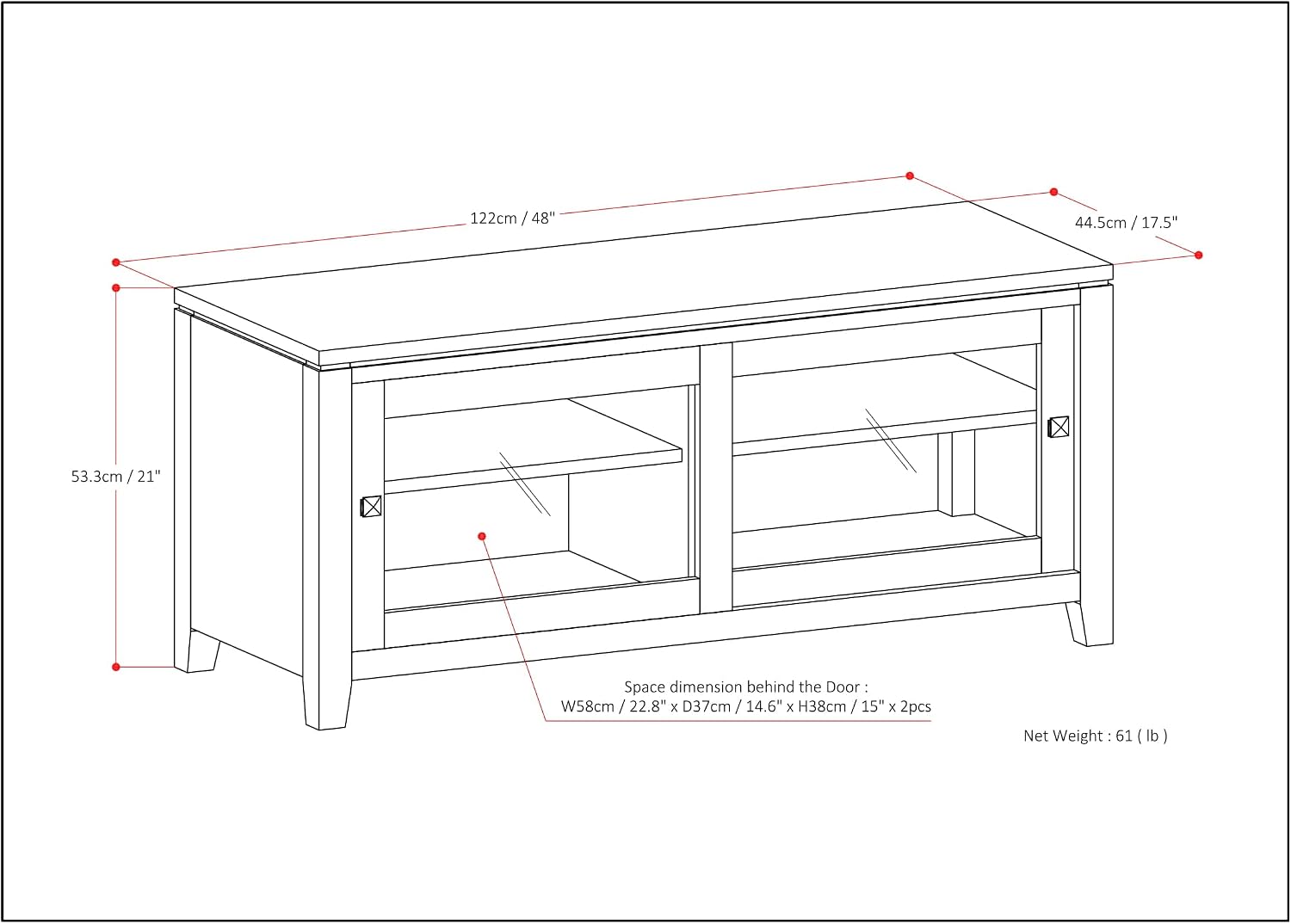 SIMPLIHOME Cosmopolitan TV Stand - 48 inch Wide Solid Wood Media Console in Black, Contemporary Entertainment Center for Living Room for TVs up to 55 Inches with Sliding Doors and Adjustable Shelves