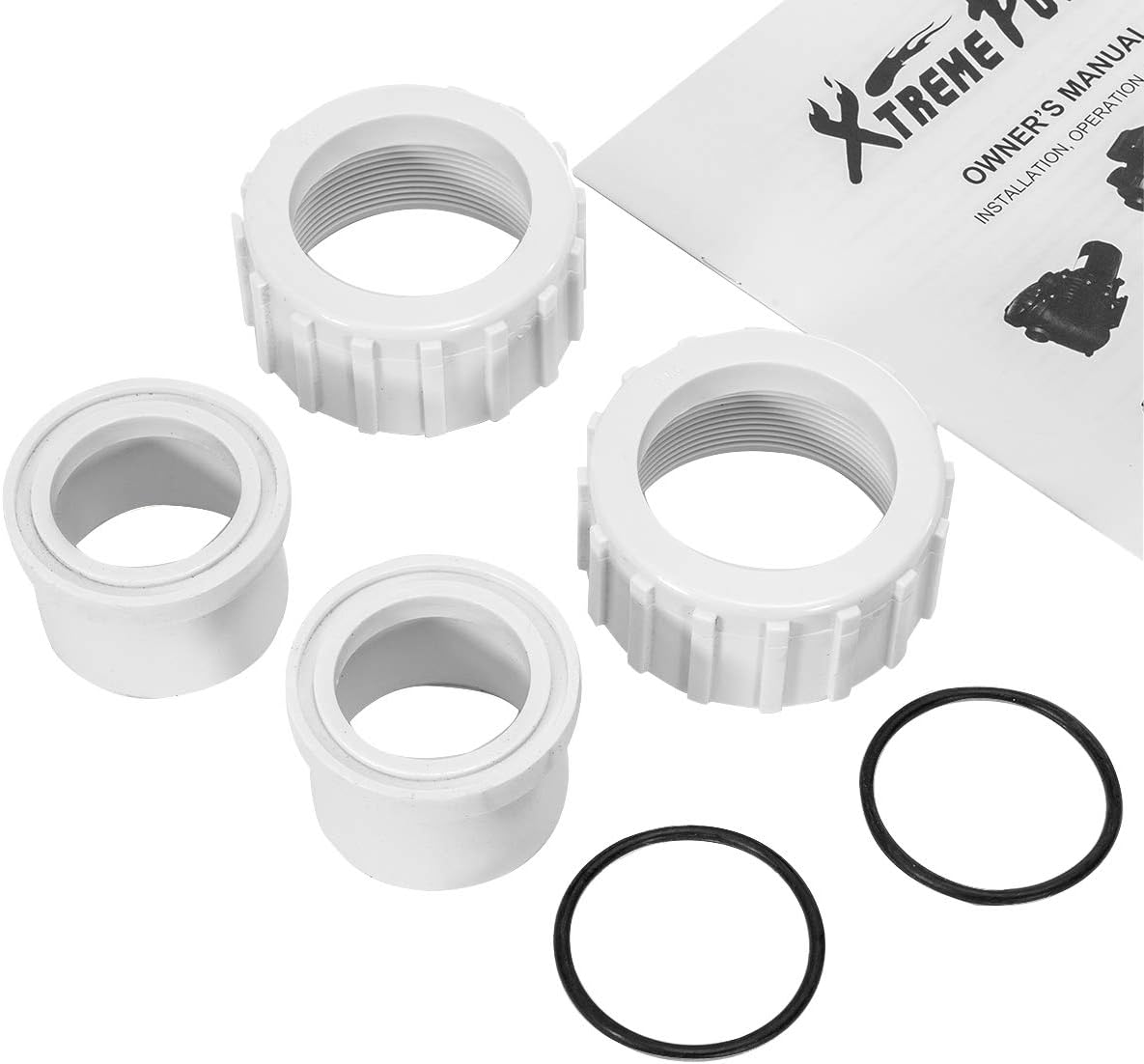 XtremepowerUS 2-Speed Variable Pool Pump 1.5 HP Swimming Pool Pump High-Flow Above-Ground Pump Large Strainer w/ 1.5' Slip On Fitting Set