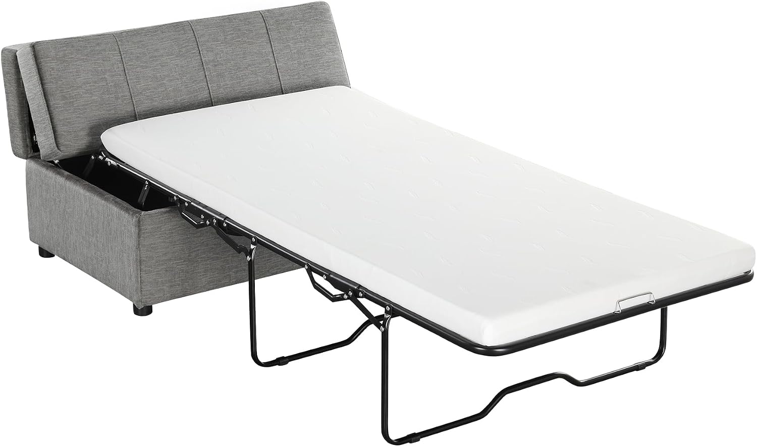 LUMISOL Folding Ottoman Sleeper Chair Bed with Mattress, Convertible Fold Out Sleeper Sofa Bed, Twin Size Chenille Couch and Ottoman Sofa for Living Room Bedroom Guest Room, Grey