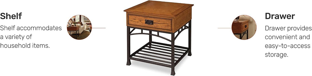 Homestyles Modern Craftsman Distressed Oak End Table