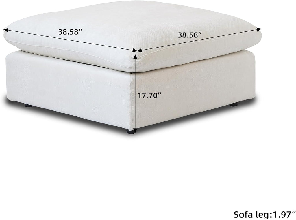 JACH U Shaped Sectional Couches, Cloud Sectional Couch with Deep Seat, 119' Down Filled Modular Sofa with Chaise, Covers Removable & Washable, Sofas Furniture for Living Room, White