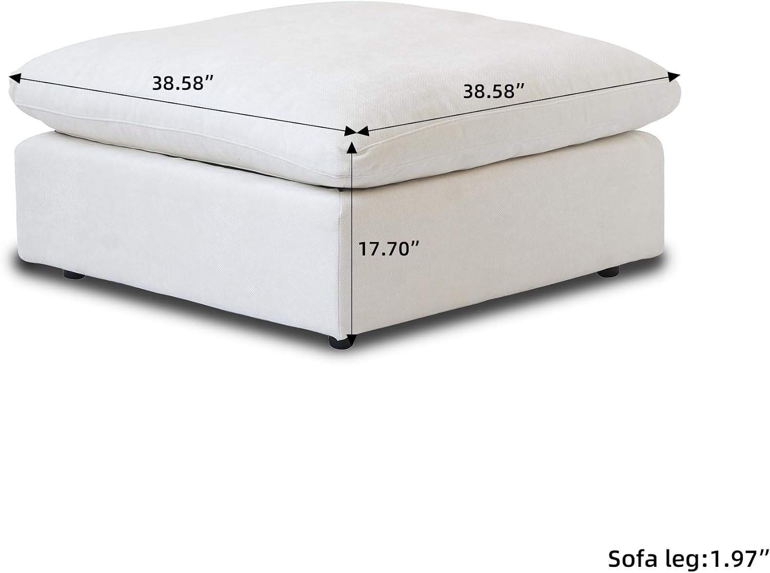 JACH U Shaped Sectional Couches, Cloud Sectional Couch with Deep Seat, 119' Down Filled Modular Sofa with Chaise, Covers Removable & Washable, Sofas Furniture for Living Room, White