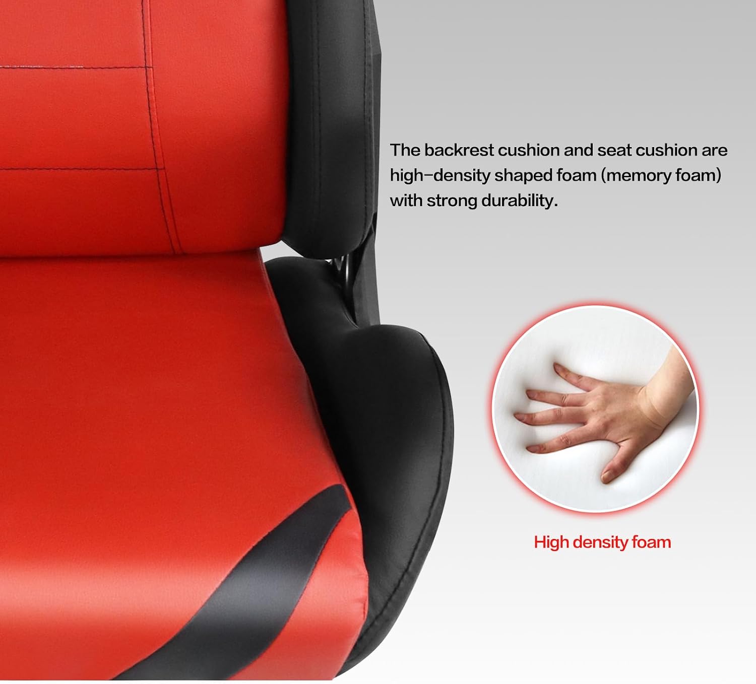 Modern-Depo Ergonomic Gaming Chairs for Adults with High-Density Memory Foam | Swivel Comfortable Office Chair, Big and Tall Video Game Chair, High Back Computer Chair for Home, Office, Red Black