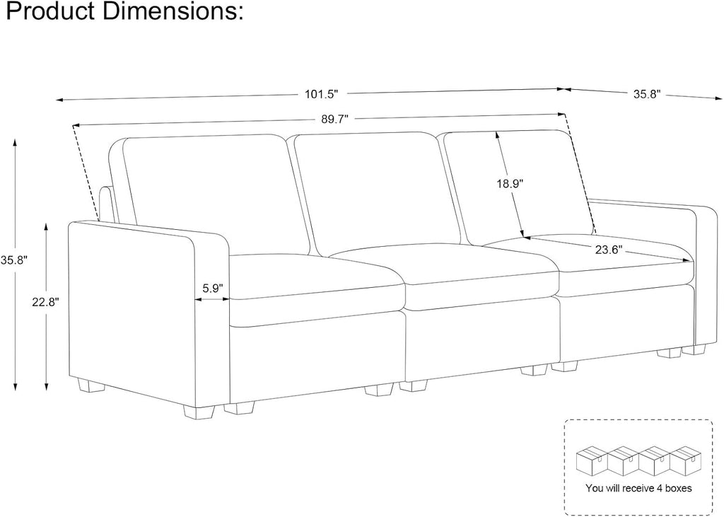 Belffin Modular Sectional Sofa with Storage Seat, Oversized Cloud Couch Sectional with Extra Deep Seat, Comfy 3 Seater Sectional Couches for Living Room, Plush Corduroy Green