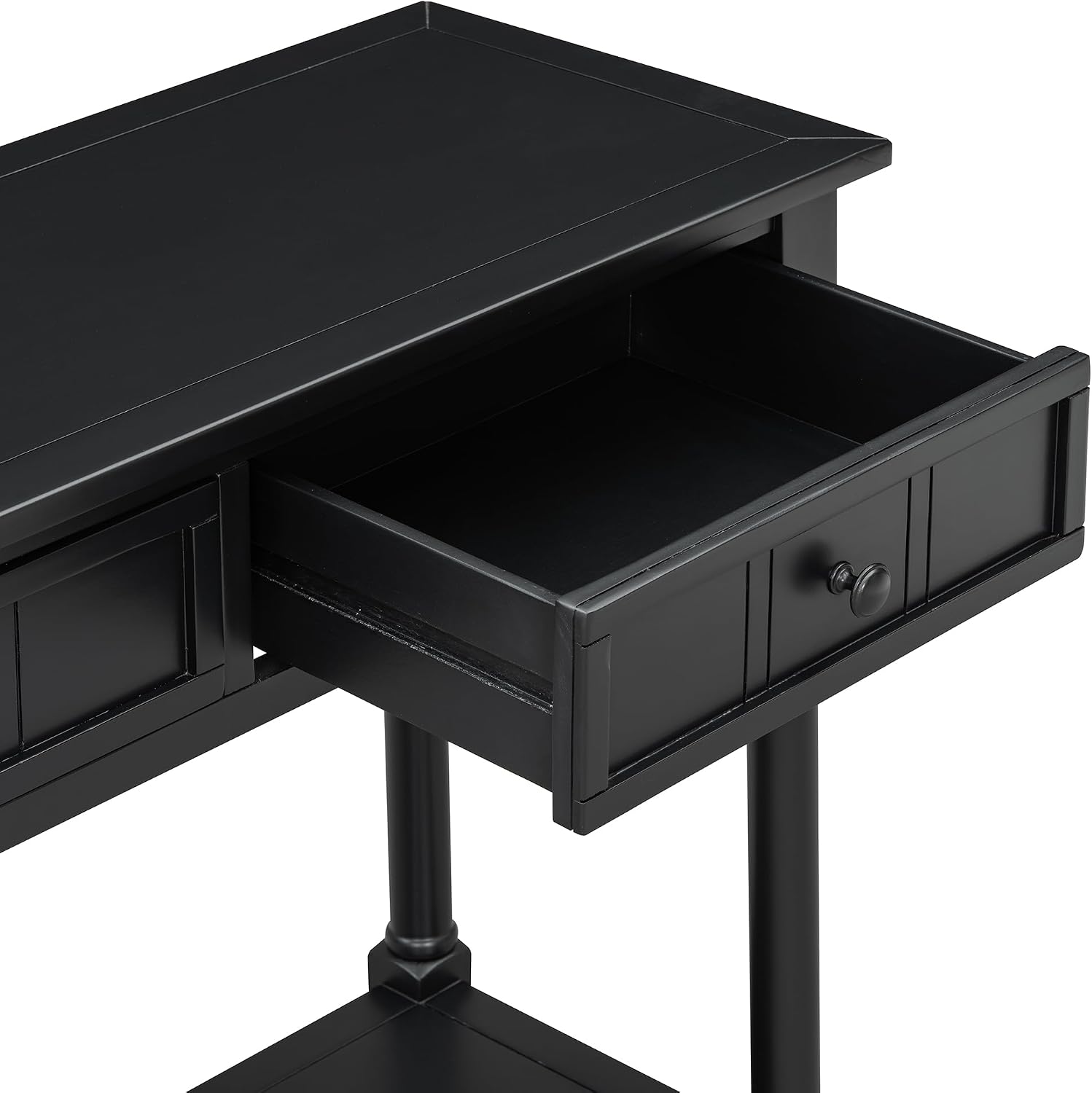 Knocbel Antique Entry Console Table with 2 Drawers & Bottom Open Shelf, Wood Sofa Tables for Entryway Hallway Living Room, 35.34' W x 13.8' D x 30.25' H, Black