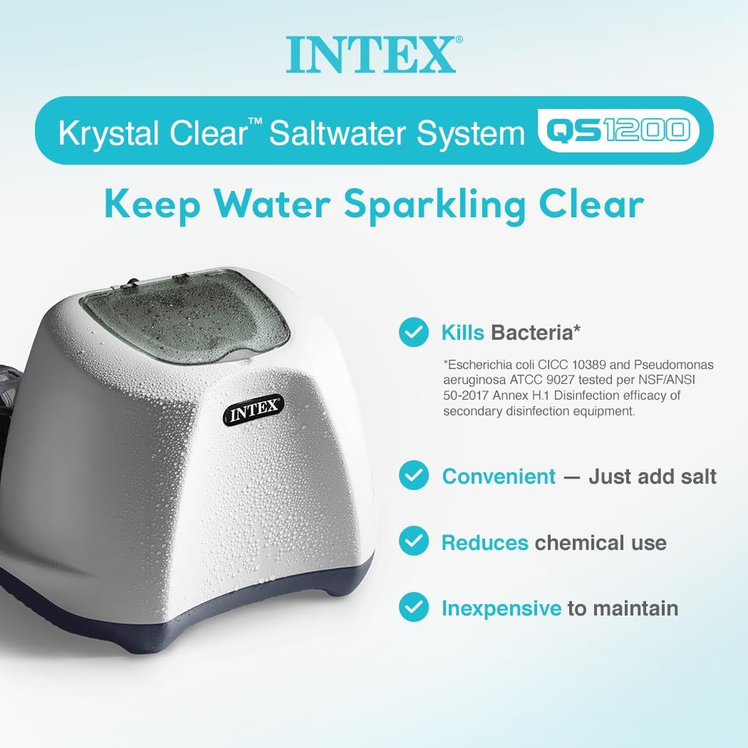 Intex 3000 GPH Sand Filter Pump with Built-In Timer and Krystal Clear Saltwater System Maintenance Set for Above Ground Outdoor Swimming Pools