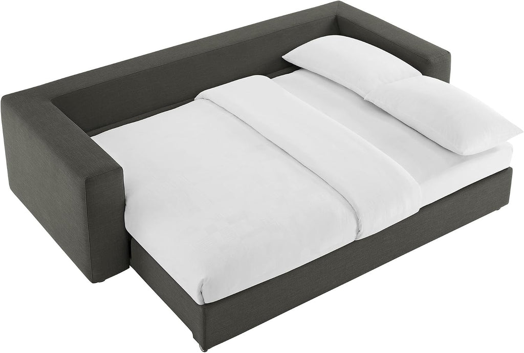 Modway Commix Down Filled Fabric Sleeper Sofa in Gray