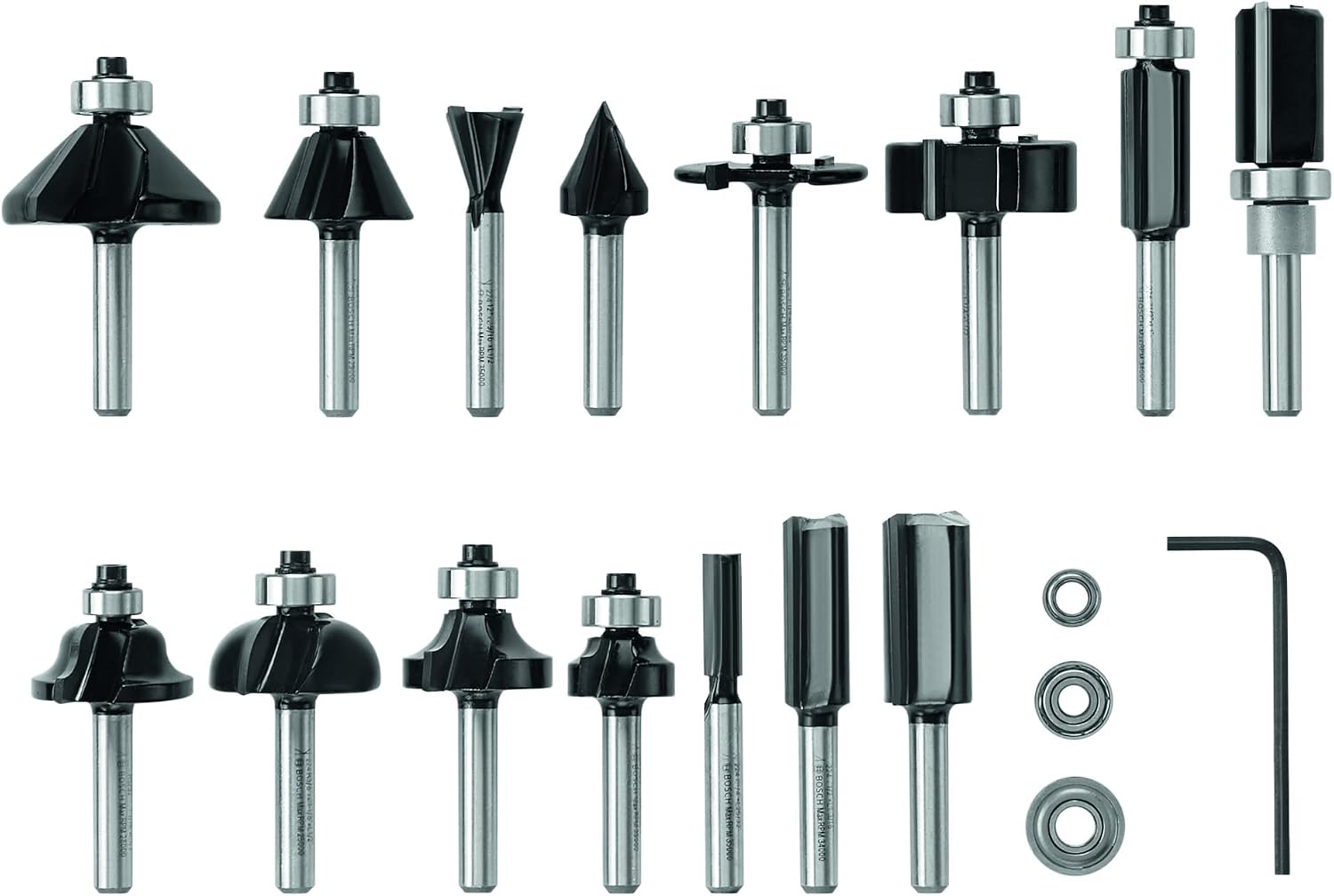 BOSCH 1617EVSPK Wood 12 Amp Router Tool Combo Kit - 2.25 Horsepower Plunge Router & Fixed Base with a Variable Speed&BOSCH 15 pc. Carbide-Tipped Wood Router Bit Set