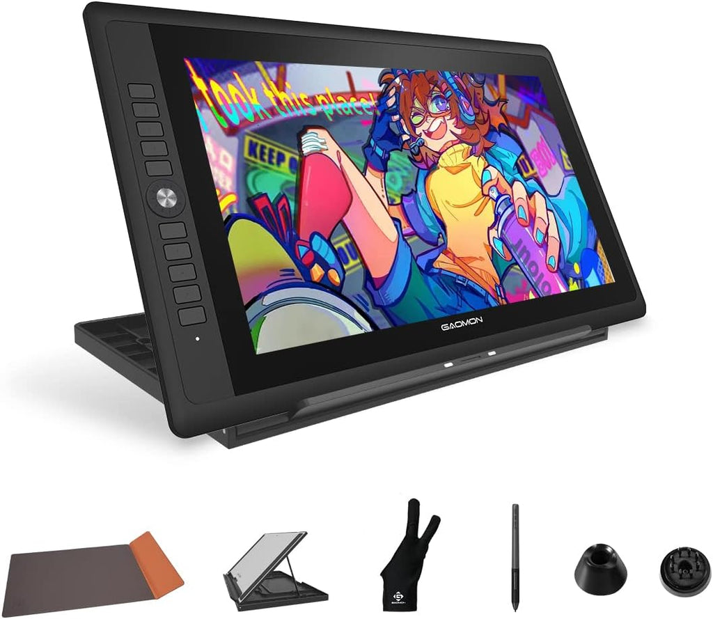 GAOMON PD156Pro - 15.6' Drawing Tablet with Screen Full-Laminated 120% sRGB Pen Display with Dial Key & 10 Hotkeys, Battery-Free Stylus Art Tablet for Digital Drawing, Anime, Sketch, Graphic Design