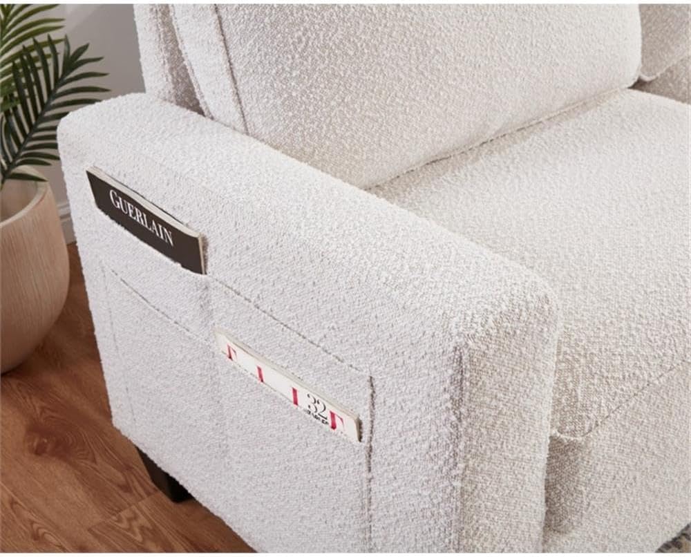 BOWERY HILL Transitional 72.5' W Boucle Fabric Sofa with Built-in USB Charging Port and Functional Side Pockets in Beige