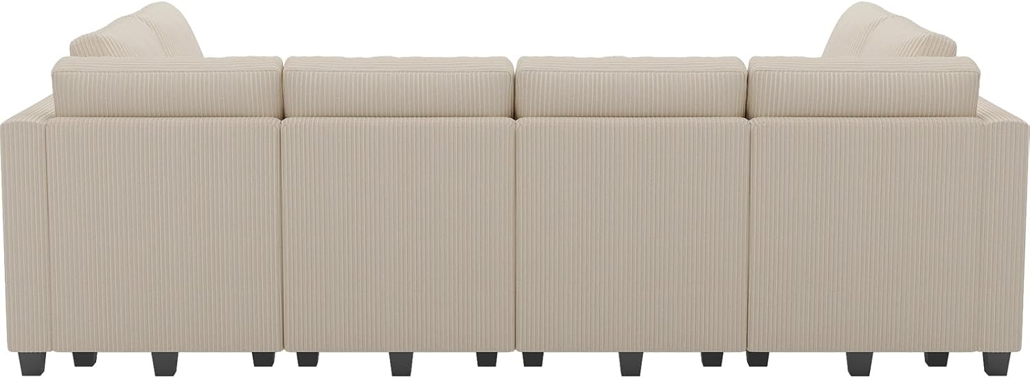 Belffin Oversized 12 Seat Modular Sectional Sleeper Sofa Convertible Sleeper Sofa with Storage Seat Large Corduroy Modular Sectional Couch for Living Room Beige
