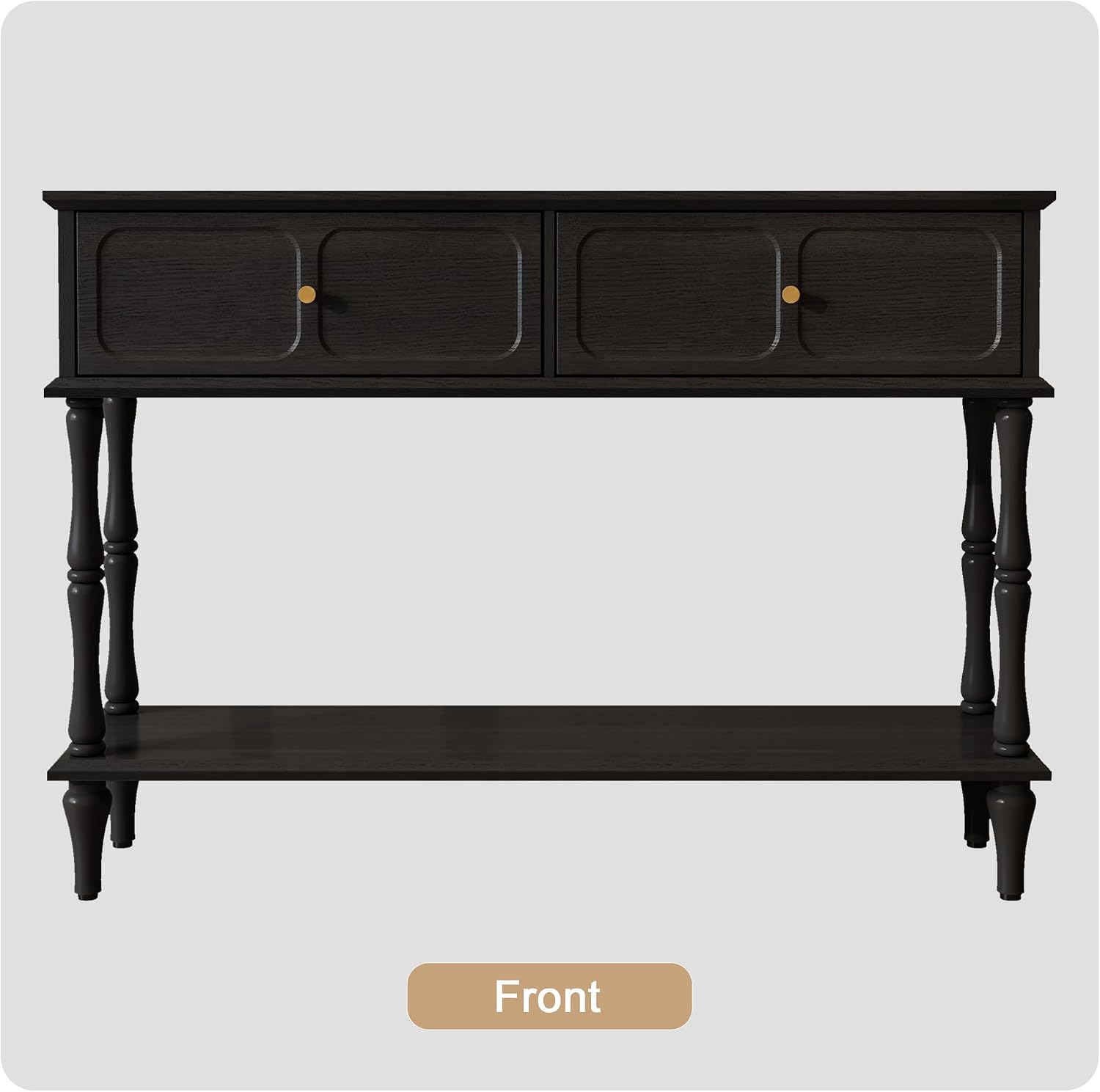 ARTPOWER Console Table with Drawers for Entryway, Mid-Century Entryway Table with Storage, Black Narrow Entryway Table with Open Shelf Behind Sofa for Living Room, Foyer, Hallway
