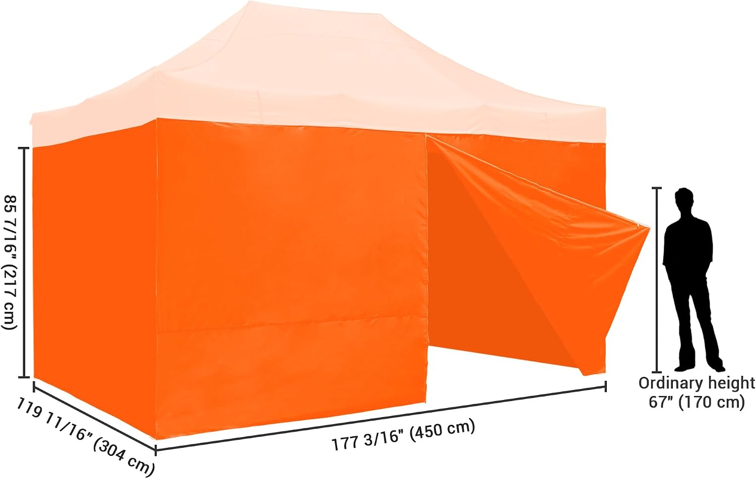 InstaHibit 4 Pack Side Wall for 10x15 Ft EZ Pop Up Canopy Tent UV50+ Zipper 550D (Sidewall Only)