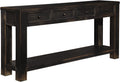 Signature Design by Ashley Gavelston Sofa Table, Couch Table with Drawers & Shelf, Hand-Finished Wood Console for Living Room or Entryway, Weathered Black