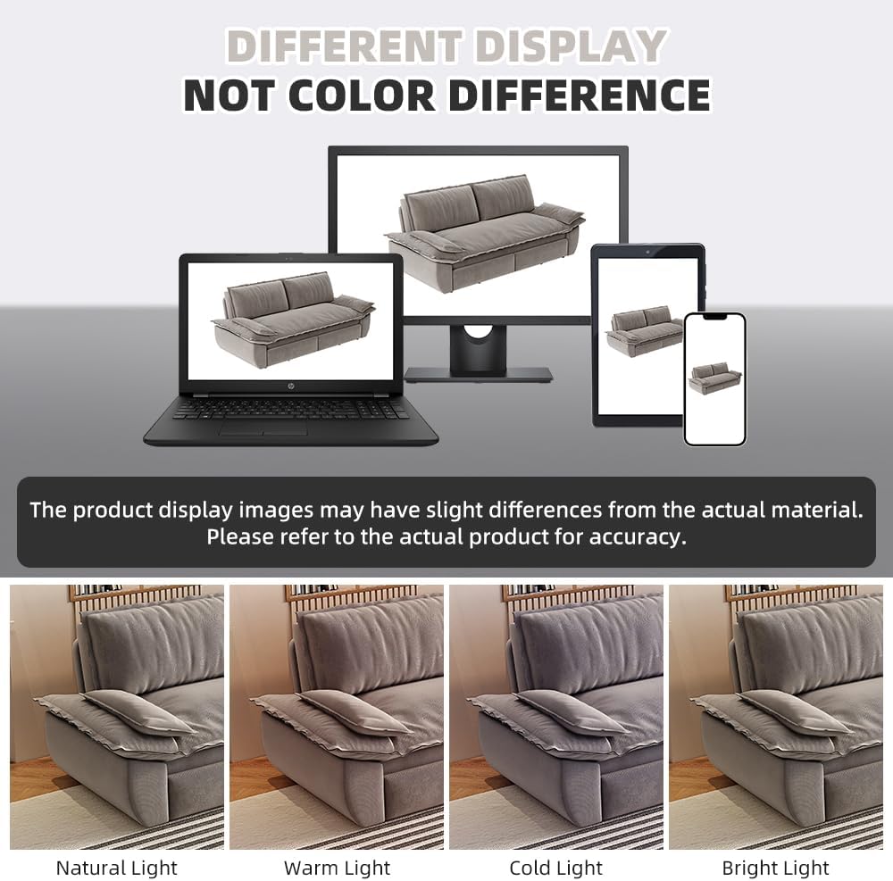 73.2' Sleeper Sofa Bed Queen Size, 3-in-1 Convertible Couch, Modern Pull Out Couches, Comfy Velvet Futon Sofa, Cloud Loveseat Lounge, Pillow Arm for Small Spaces, Living Room, Apartment, Grey