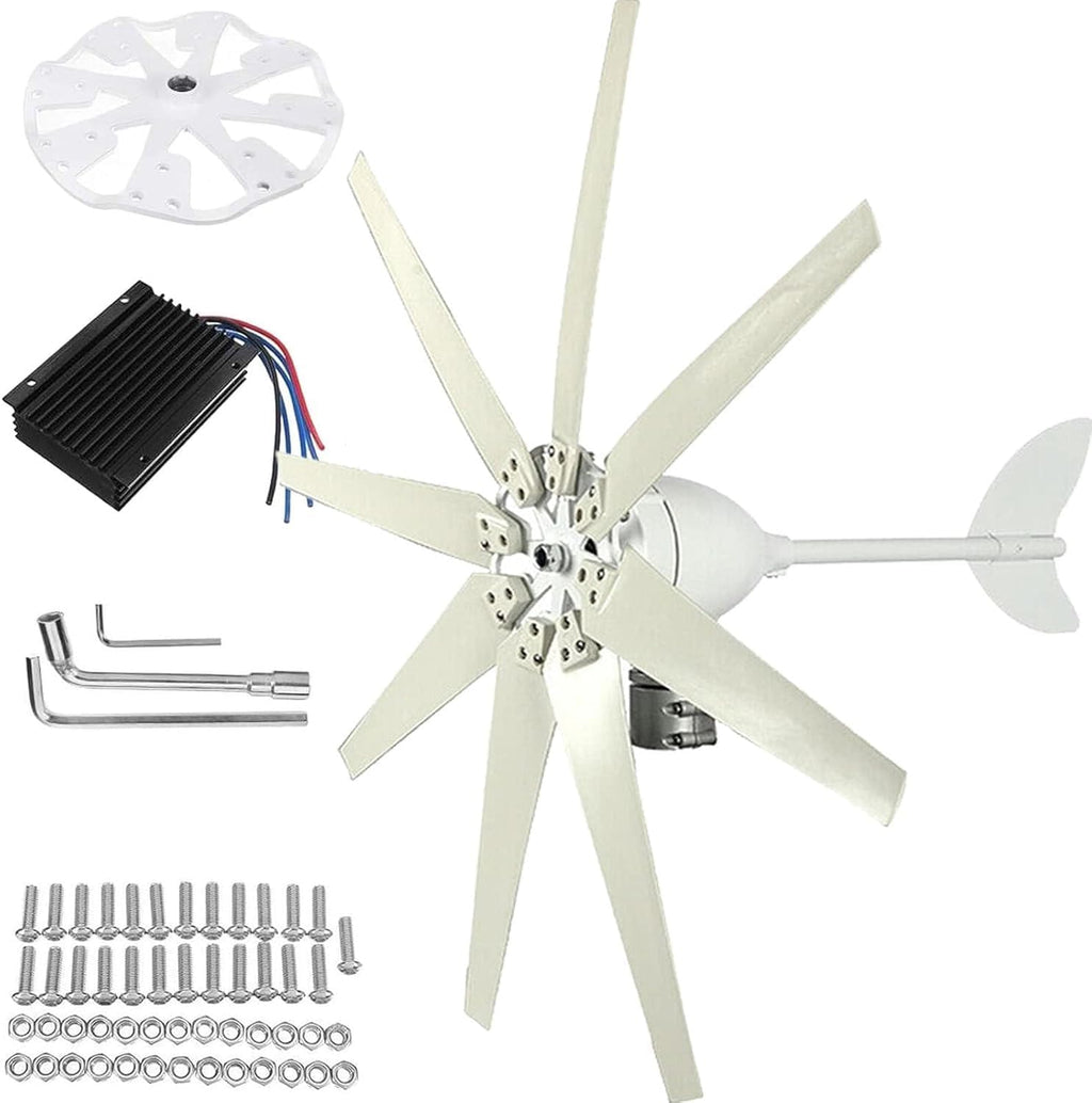 Wind Turbine Generator Kit, 15000W 12/24/48V/110V/220V, Power, with 8 Blade, with MPPT Controller, Windmill Suit for Hybrid Solar Systemfor, Marine, RV, Home(12V)