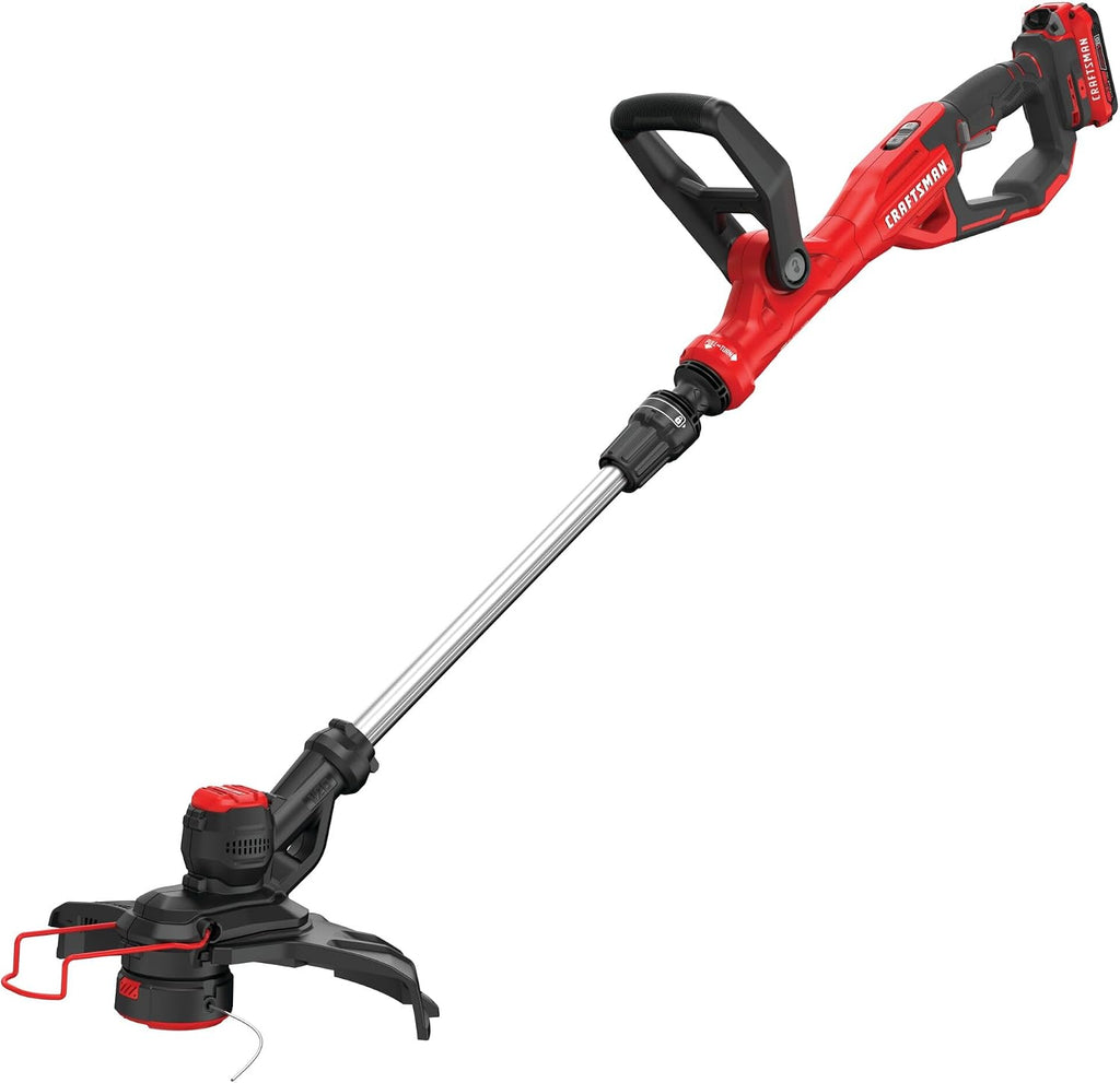 CRAFTSMAN V20 Weed Wacker Cordless String Trimmer and Edger, Weed Eater Includes 2.0 Ah Battery and Charger, Lightweight, Extended Runtime, 2 Speed (CMCST900D1)