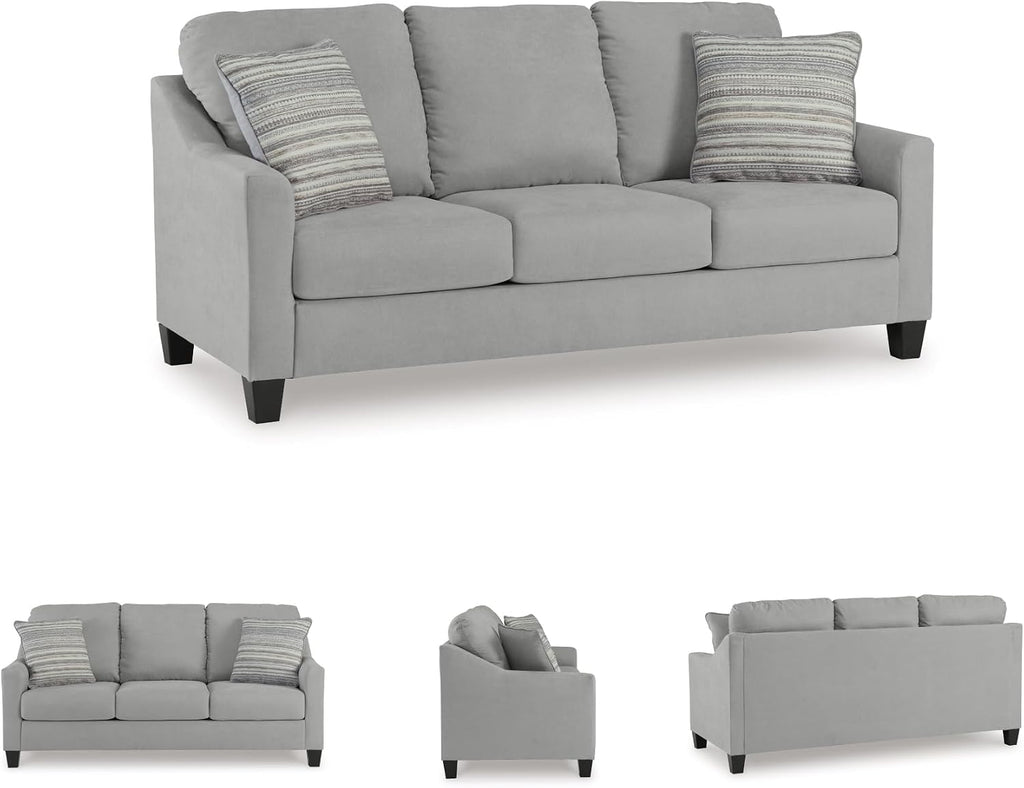 Signature Design by Ashley Adlai Casual Sofa with 2 Toss Pillows, Light Gray
