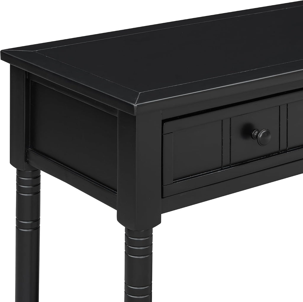 Knocbel Antique Entry Console Table with 2 Drawers & Bottom Open Shelf, Wood Sofa Tables for Entryway Hallway Living Room, 35.34' W x 13.8' D x 30.25' H, Black
