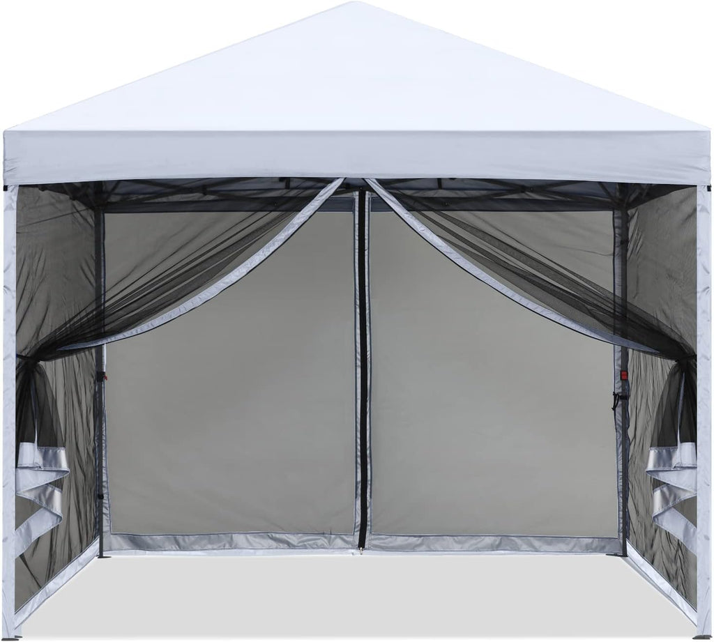 MASTERCANOPY Pop-Up Setup Outdoor Canopy with Netting Screen Walls (10x10, White)