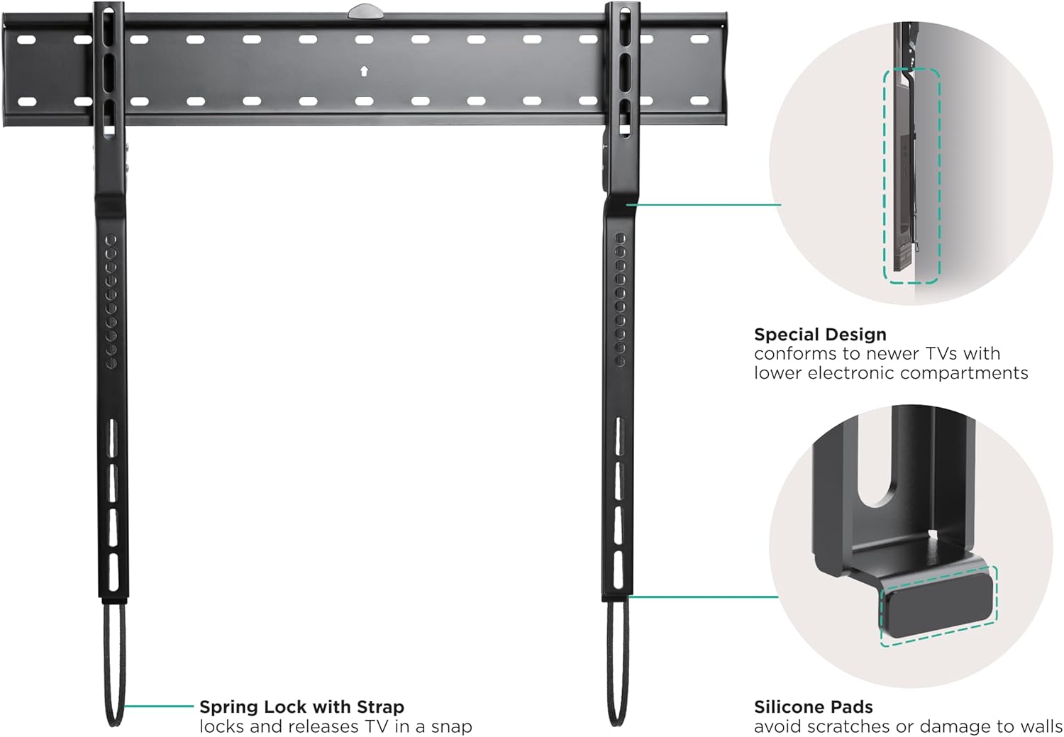 ynVISION.DESIGN Ultra Slim Design TV Wall Mount Bracket for OLED TVs | Compatible with LG and Samsung OLED TVs | 43' - 80' (43'-80', Pack of 4)