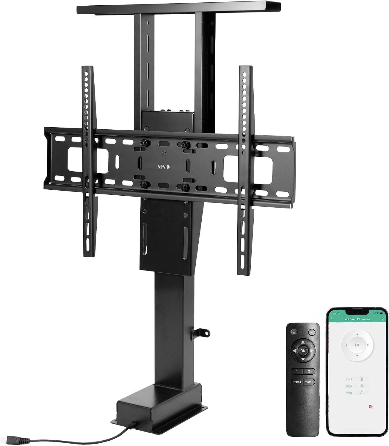 VIVO Motorized TV Stand for 37 to 77 inch Screens, Vertical Lift Television Stand with Remote Control and Tuya Smart App Compatibility, Compact TV Mount Bracket, MOUNT-E-UP80P