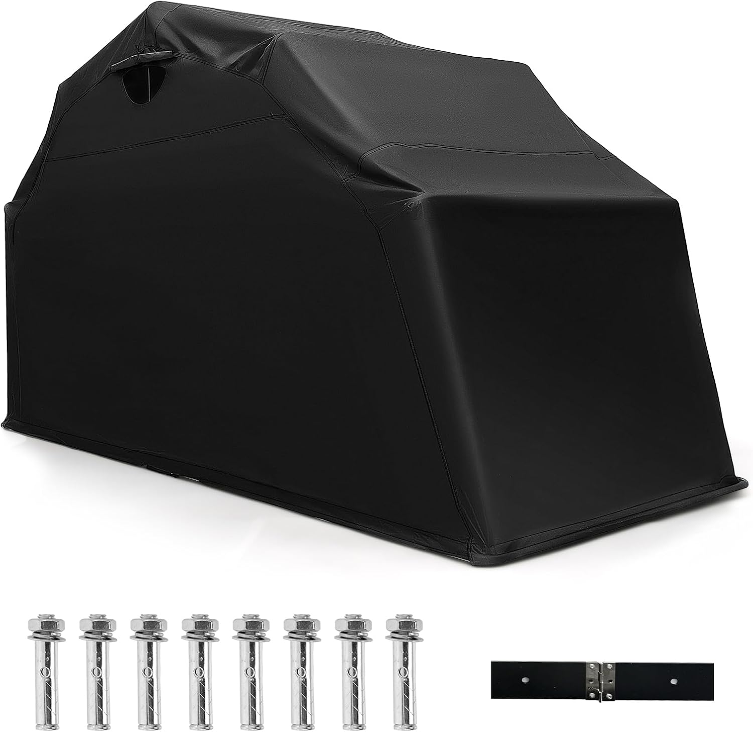 Goplus Motorcycle Shed, Outdoor Motorcycle Storage Shelter with 600D Oxford Fabric Waterproof Cover, 2 Roll-up Side Windows, Expansion Bolts, Heavy Duty Motor Cycle Tent, 136' x 54' x 75'