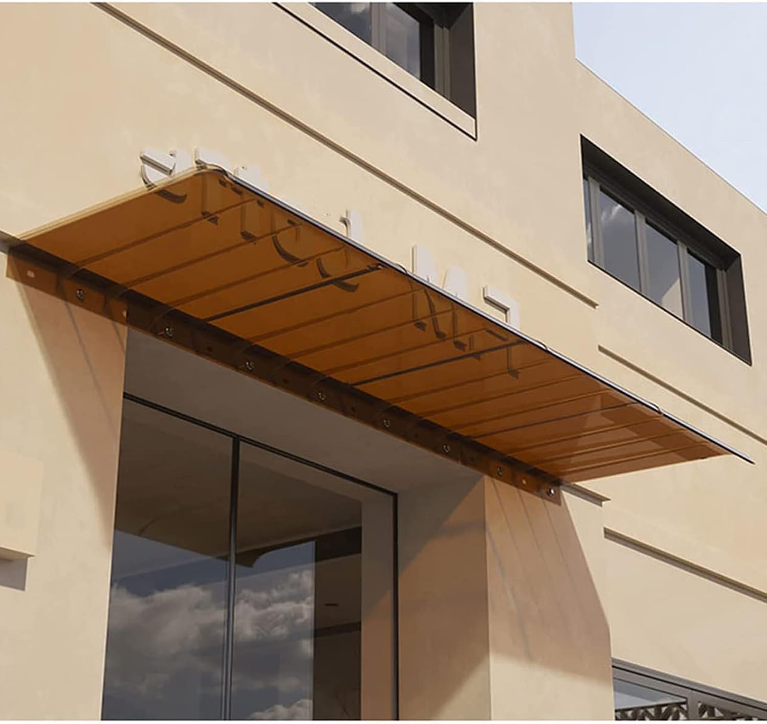 RAINCL Polycarbonate Door/Window Awning- Waterproof Door Canopy- Spliceable Rain, Snow and UV Protection Roofing Canopies，Adding Support No Bracket Hollow Sheet，48 Sizes (Color : Brown, Size : 50x14