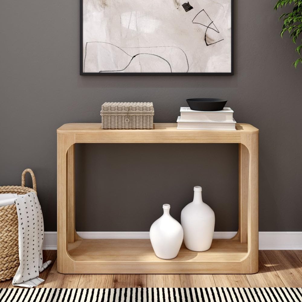 Plank+Beam Forma Console Table, 46 Inch, Solid Wood Sofa Table, Entryway Table for Hallway, Narrow Behind The Couch Table, Console Tables for Entryway, Living Room, Foyer, Easy Assembly, Blonde