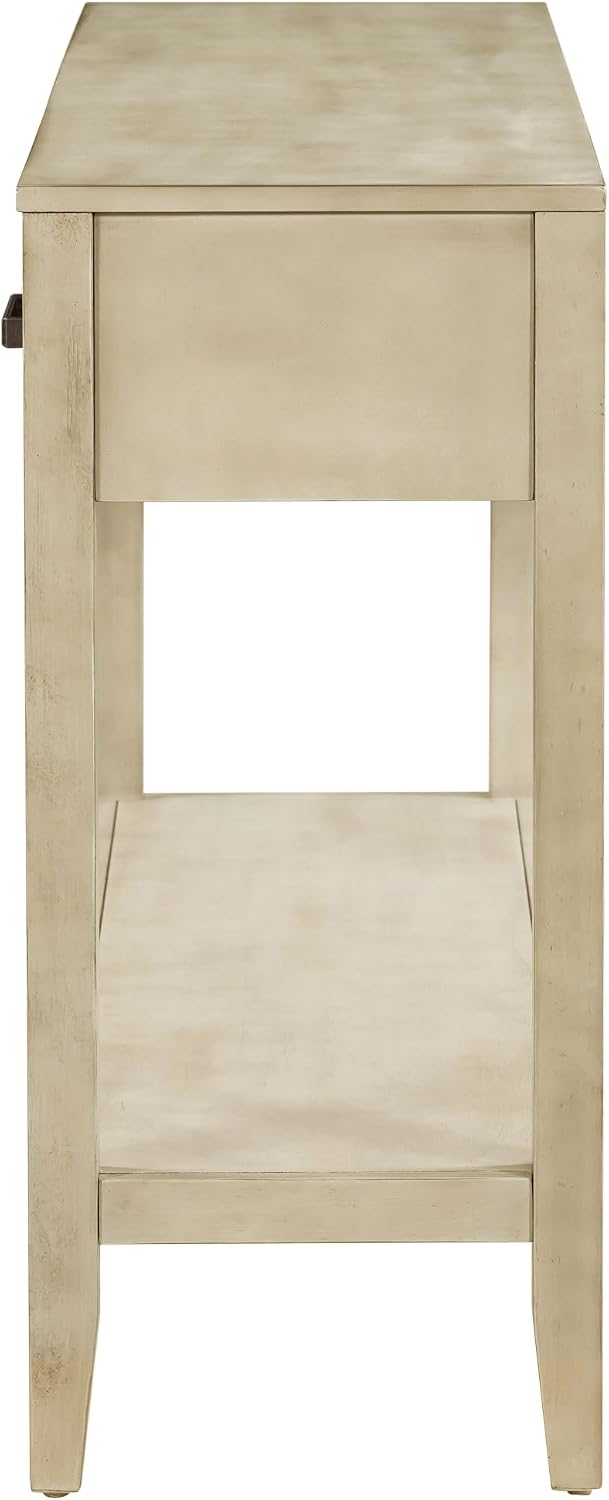 Merax Entryway Console Table with Storage, 3 Drawers Design/Wood Frame/Behind Couch & Sofa, Grey