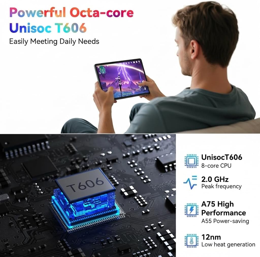 Android 16 Tablet 2026, Android Tablet with Pen and Keyboard, Gemini Ai, 24GB +256GB/2TB, 8MP AI Camera, Widevine L1, Fast Charge, 2 in 1 with Mouse and Stand, 4 Year Warranty