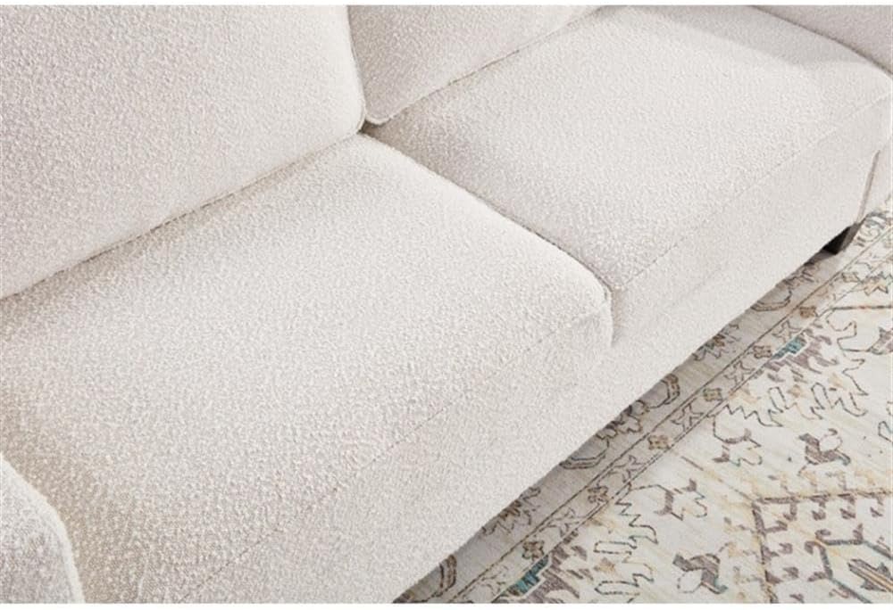 BOWERY HILL Transitional 72.5' W Boucle Fabric Sofa with Built-in USB Charging Port and Functional Side Pockets in Beige