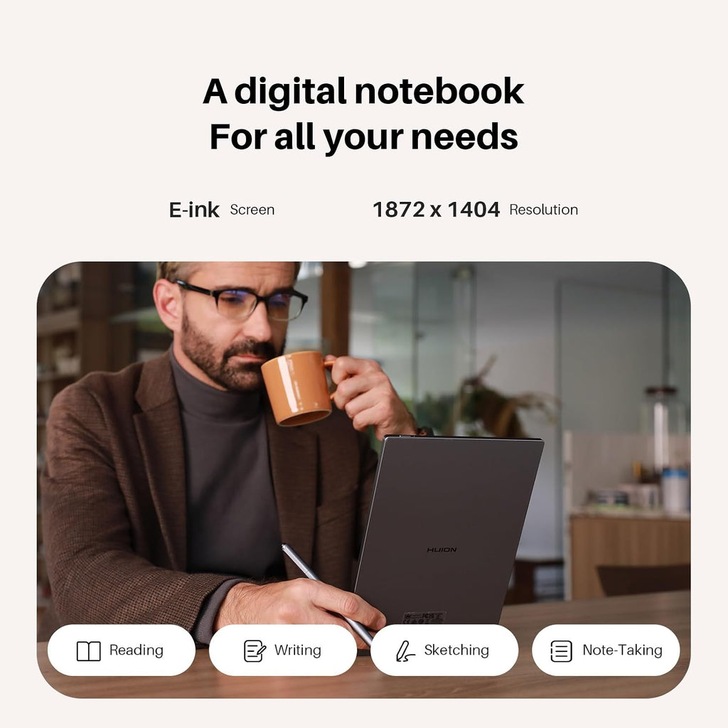 Huion Ink EB1011 E Ink Tablet 10.3' Digital Notebook with Dual Front Light Full- Laminated Anti-Glare Glass Battery-Free Pen 8192 Pressure Handwritten-to-Text for Reading, Writing & Note-Taking
