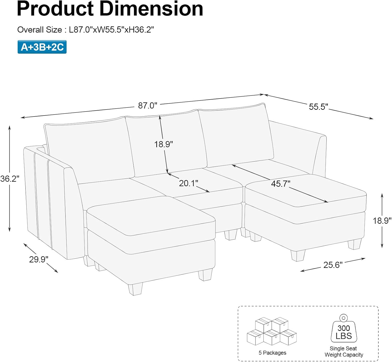 Belffin Modular Sectional Sofa with Double Chaise Velvet U Shaped Sofa Reversible Sectional Couch with Storage Black