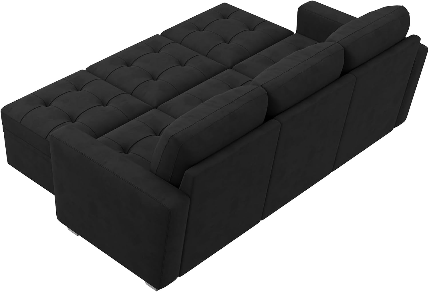 HONBAY Modular Sectional Sleeper Sofa, Sleeper Couch with Storage Seats Oversized Sectional Couches for Living Room,Black