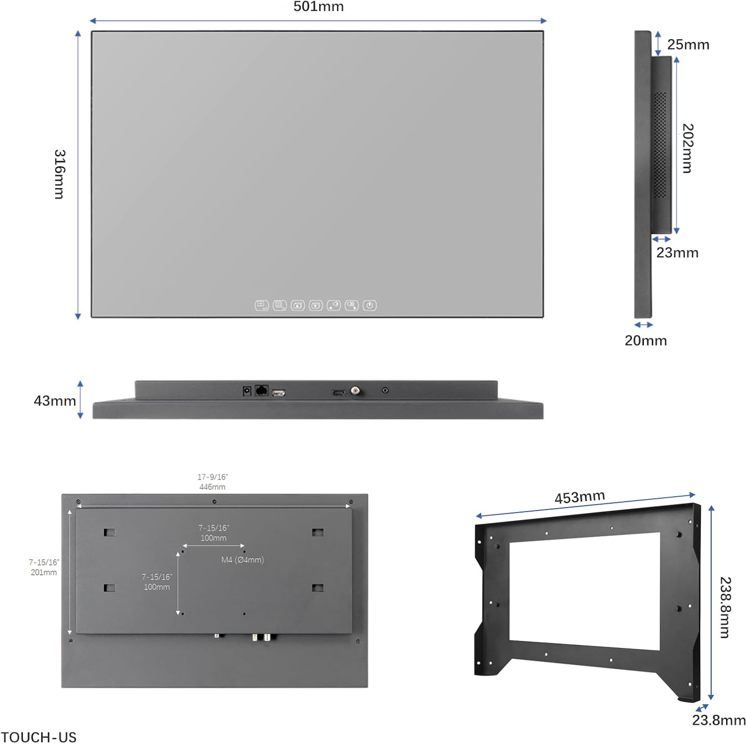 Soulaca 22 inches Full Touchscreen Mirror TV for Bathroom Android, WiFi, Bluetooth, IP65 Waterproof DTV Tuner ATSC Luxury Hotel SPA Use