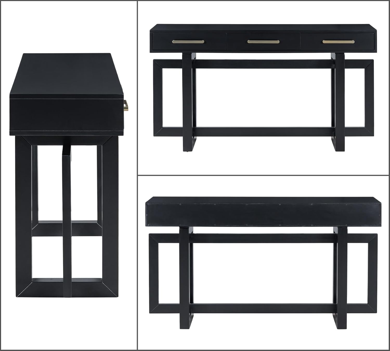 57' Entryway Console Sofa Table with Storage Drawers, Long Narrow Behind Couch Furniture for Living Room, Entrance, Hallway, Front Door, Black