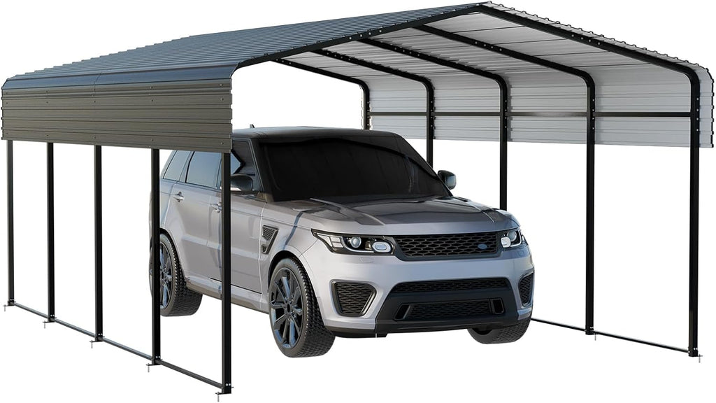 NUGRIART Metal Carport 13 x 20 FT with Heavy Duty Frame & Galvanized Steel Roof, Metal Car Garage, Sturdy Canopy Shelter for Car, Truck, Pickup, SUV, Tractor, and Boat