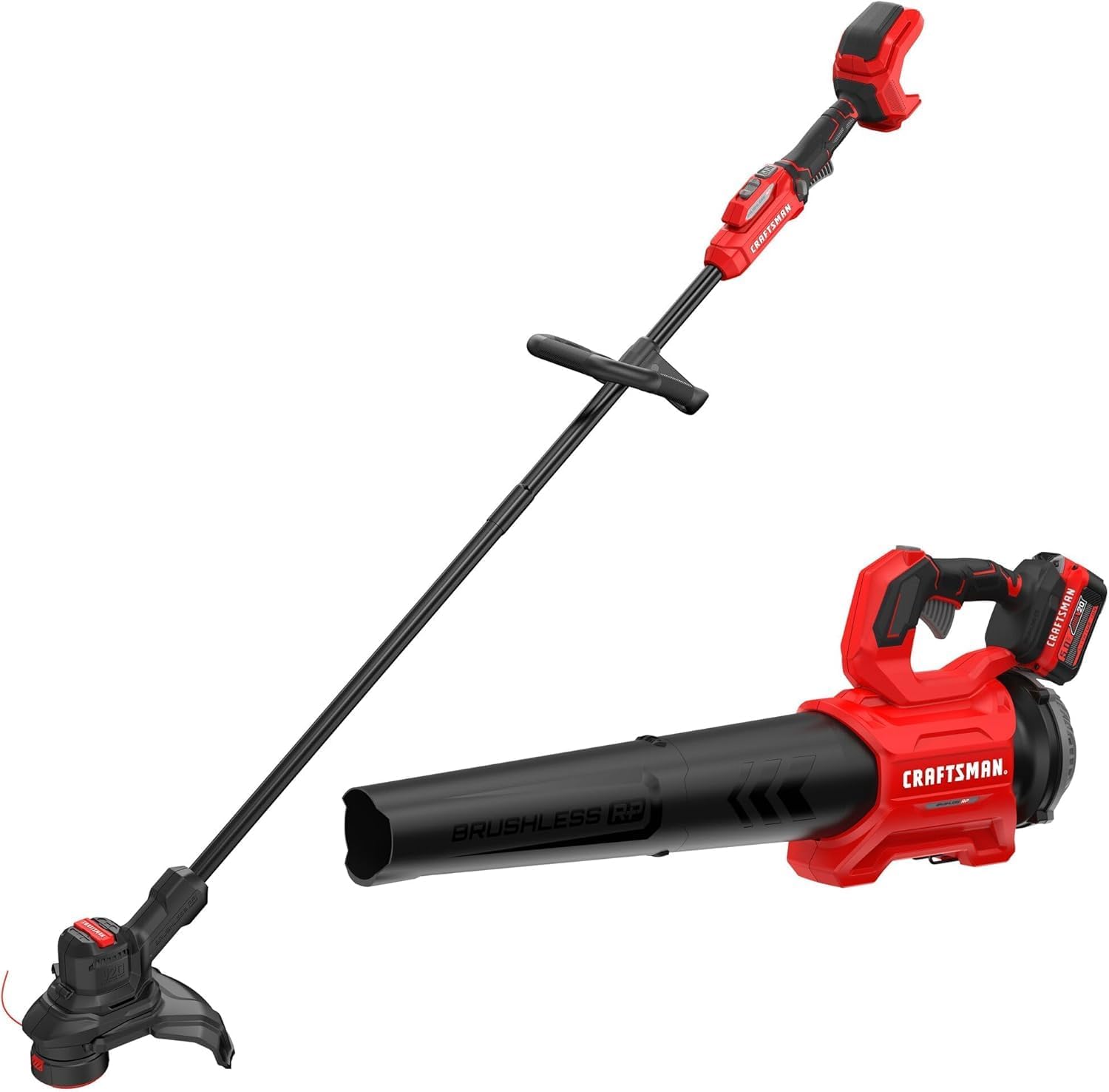 CRAFTSMAN CMCK497P1R V20 Lithium-Ion Cordless String Trimmer and Blower Combo Kit (5 Ah) (Renewed)