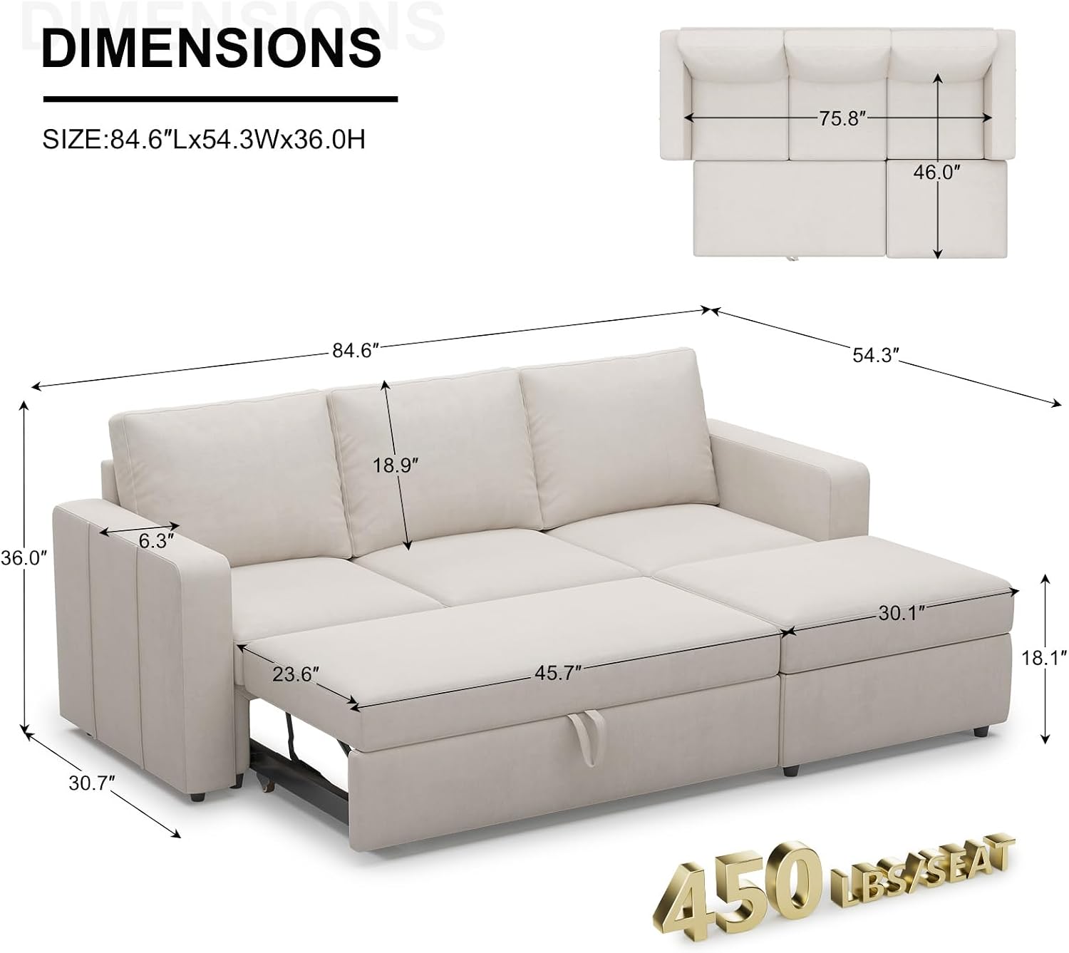 Belffin Modular Sectional Sleeper Sofa with Pull Out Couch, L Shaped Sleeper Pull Out Bed, Convertible Sectional Couches for Living Room, Beige