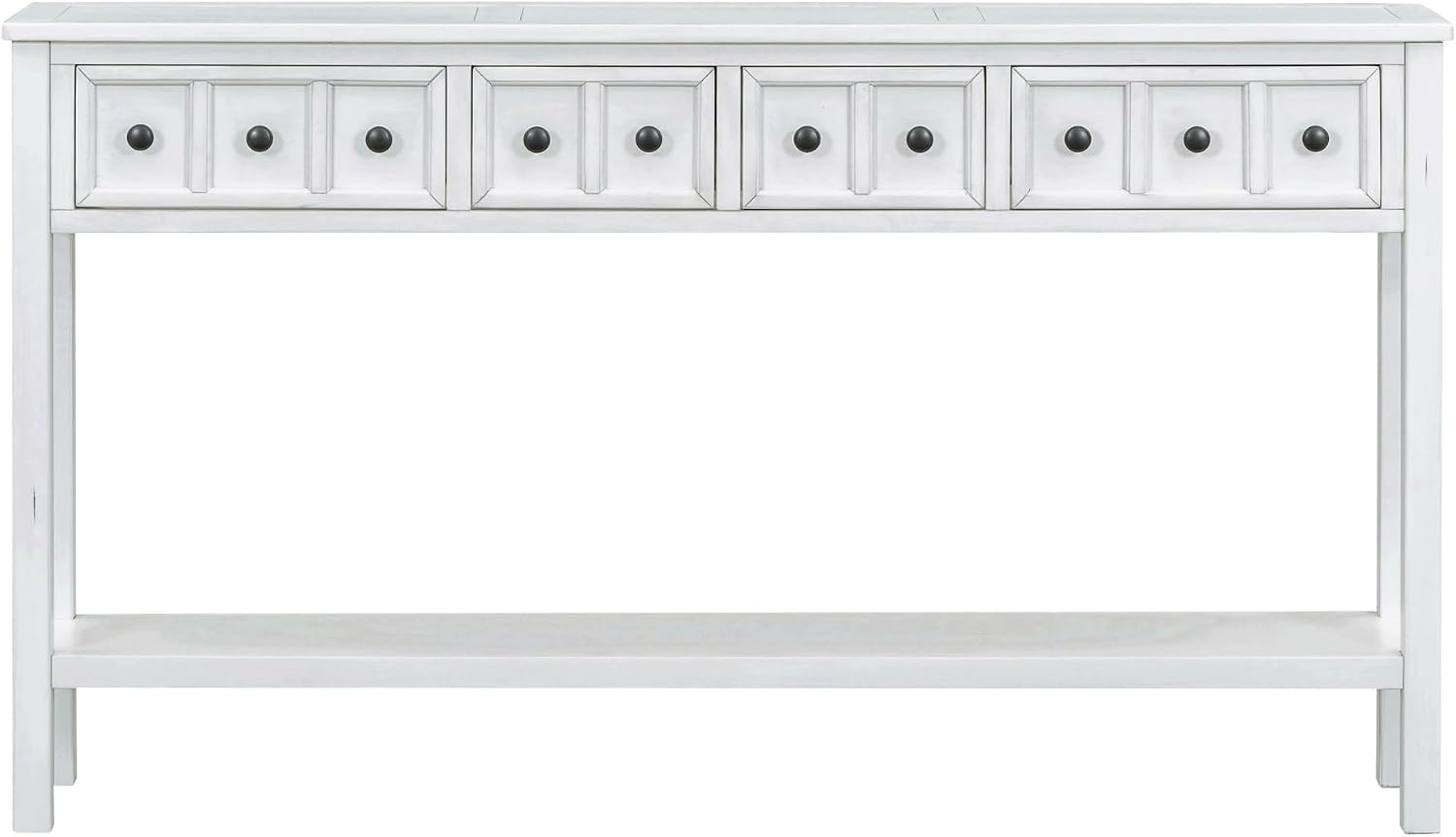 Merax Farmhouse Entryway Console Table with Storage Drawers, Wood Sofa Table Behind Couch with Shelf, for Hallway Foyer, Antique White