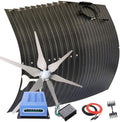 1400W Wind Solar Powered Kit for Home Off Grid Applications: 400W Wind Turbine Generator/10pcs 100W etfe Flexible Solar Panels Monocrystalline/40A MPPT Charge Controller/Cable/Connector