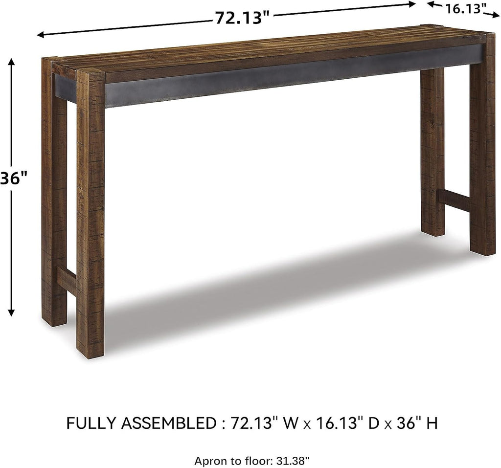 Signature Design by Ashley Furniture Torjin Long Counter Height Table, Seats up to 3, Wood, 72.13' W x 16' D x 36' H, 2-tone Brown