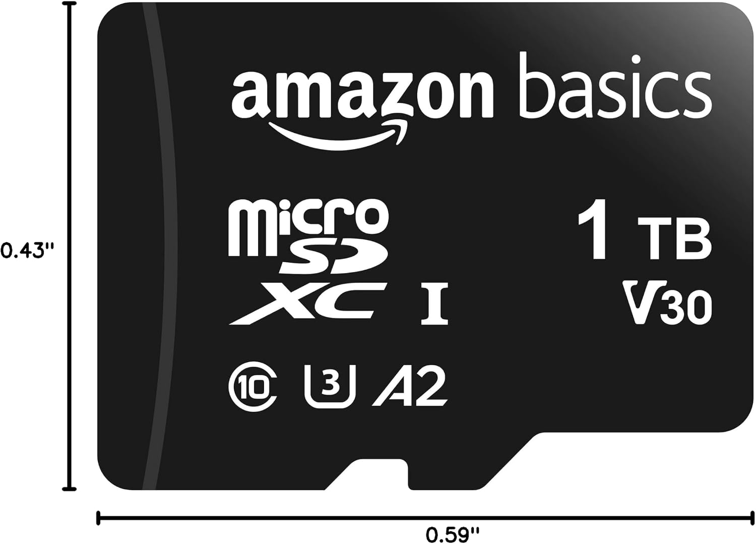 Amazon Basics microSDXC Memory Card with Full Size Adapter, A2, U3, Read Speed up to 100 MB/s, 1 Tb, Black