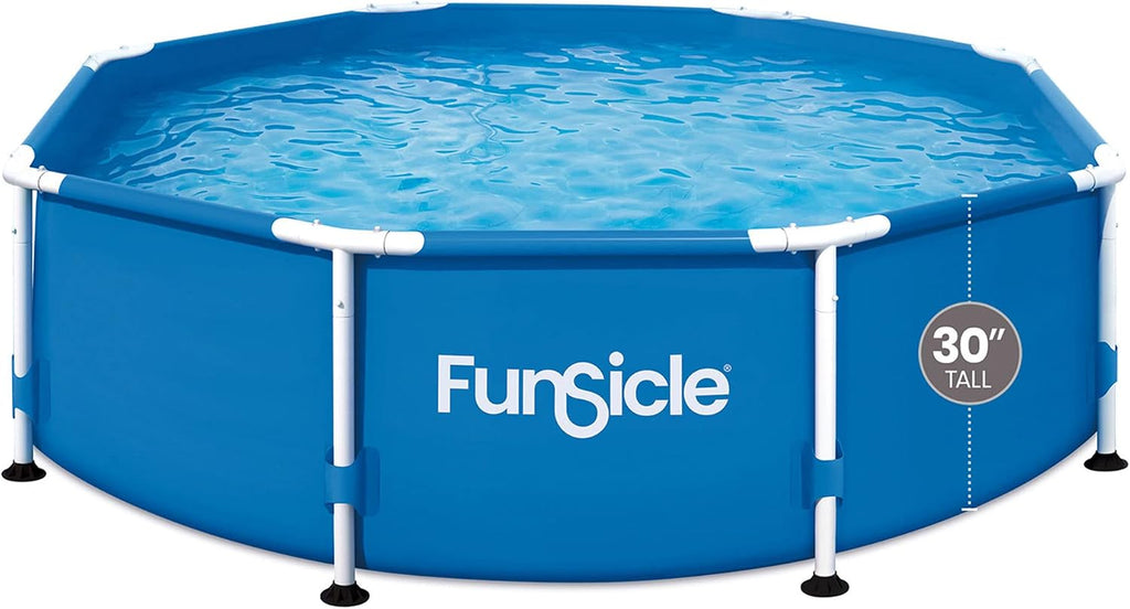 Summer Waves P2000830A Active 8ft x 30in Outdoor Round Frame Above Ground Swimming Pool Set with Filter Pump and Type D Filter Cartridge, Blue