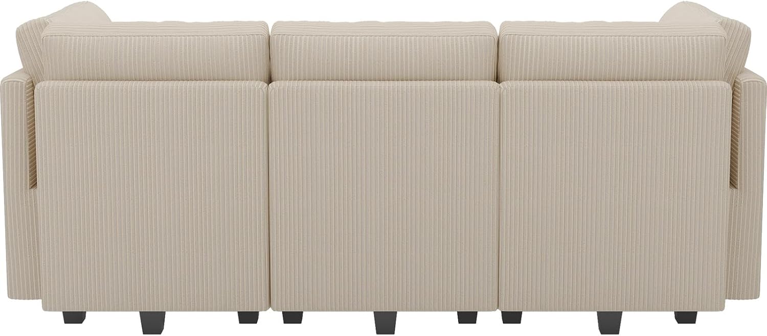 Belffin Modular Sectional Sleeper Sofa with Storage Seat 6 Seat Sectional Sleeper Sofa Bed Corduroy Convertible Sectional Couch with Reversible Chaise Beige Modular Couch for Living Room
