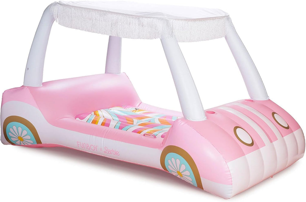 FUNBOY & Malibu Barbie Luxury Inflatable Golf Cart Summer Pool Float - Land or Water Inflatable with Cup Holder