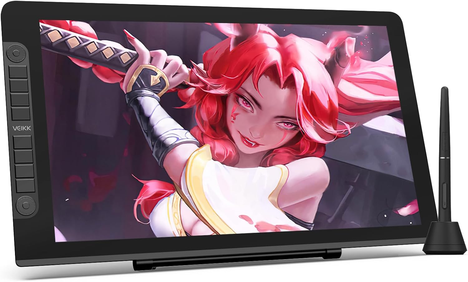 VEIKK VK2200PRO 21.5 Inch Drawing Tablet with Screen,99% sRGB Graphics Tablet,16384 Levels Pen Pressure Drawing Pad for PC,Adjustable Stand,2 Battery-Free Stylus,Compatible with Windows Mac Linux