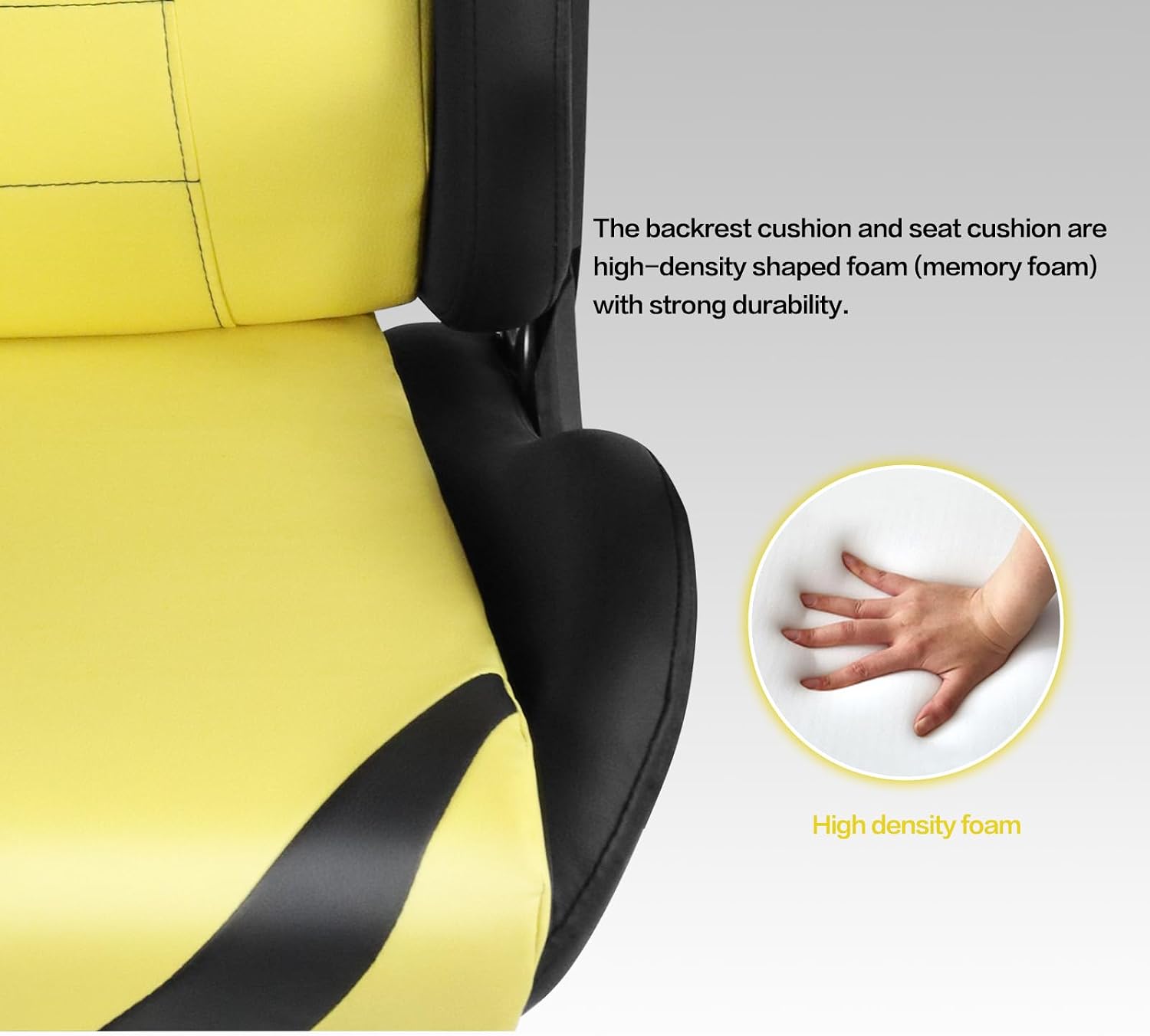 Modern-Depo Ergonomic Gaming Chairs for Adults with High-Density Memory Foam | Swivel Comfortable Office Chair, Big and Tall Video Game Chair, High Back Computer Chair for Home, Office, Yellow Black