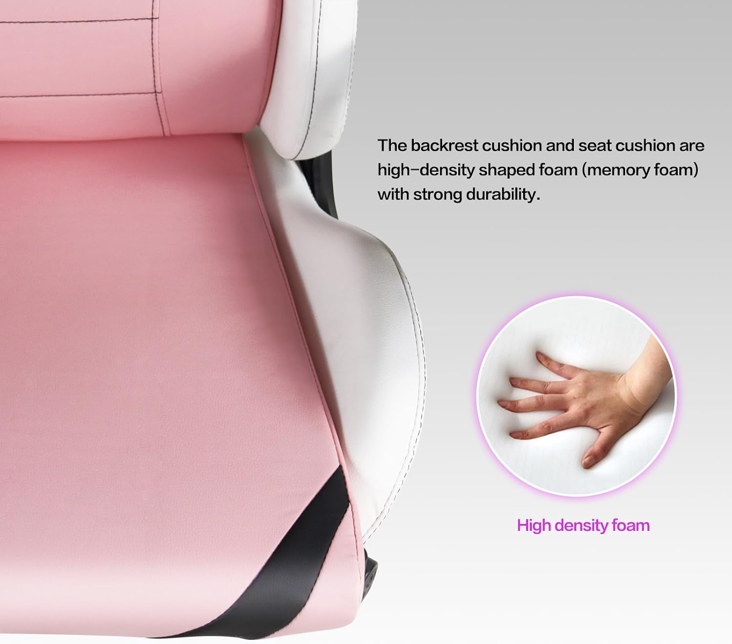 Modern-Depo Ergonomic Gaming Chairs for Adults with High-Density Memory Foam | Swivel Comfortable Office Chair, Big and Tall Video Game Chair, High Back Computer Chair for Home, Office, Pink White